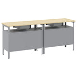 Set banco da lavoro 2 pcs Nero e Grigio 200 x 55 x 85 cm