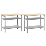 Set banco da lavoro 2 pcs Grigio 200 x 55 x 85 cm Acciaio