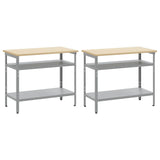 Set banco da lavoro 2 pcs Grigio 200 x 55 x 85 cm Acciaio