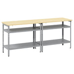 Set banco da lavoro 2 pcs Grigio 200 x 55 x 85 cm Acciaio