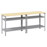 Set banco da lavoro 2 pcs Grigio 200 x 55 x 85 cm Acciaio