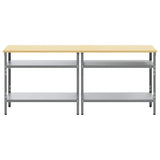 Set banco da lavoro 2 pcs Grigio 200 x 55 x 85 cm Acciaio