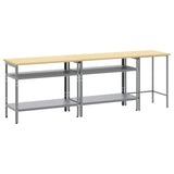 Set banco da lavoro con lo scaffale 3 pcs Beige e grigio