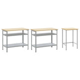 Set banco da lavoro con lo scaffale 3 pcs Beige e grigio