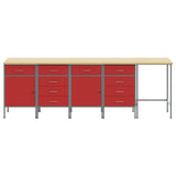 Set di mobili da lavoro con cassetto 5 pcs Rosso e Grigio