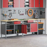 Set banco da lavoro con cassetto con blocco 3 pcs Nero e Grigio