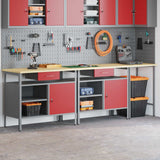 Set banco da lavoro con cassetto con blocco 3 pcs Nero e Grigio