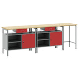 Set banco da lavoro con cassetto con blocco 3 pcs Nero e Grigio