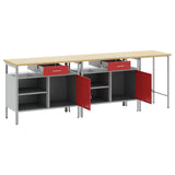 Set banco da lavoro con cassetto con blocco 3 pcs Nero e Grigio