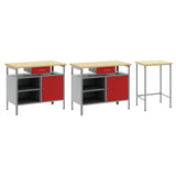Set banco da lavoro con cassetto con blocco 3 pcs Nero e Grigio