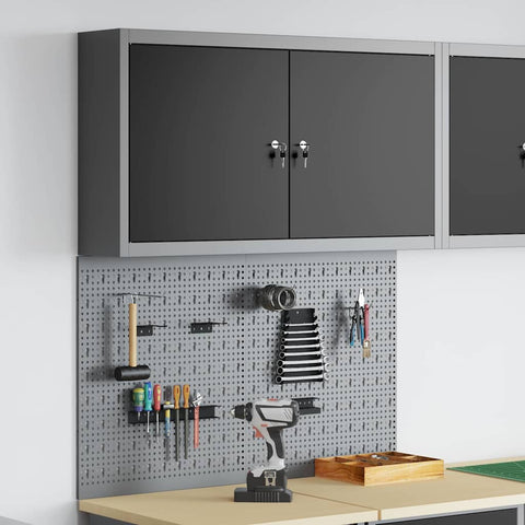 Set Armadietto degli Strumenti e Pannello Forato 3 pcs Nero