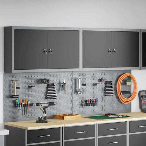 Set Armadietto degli Strumenti e Pannello Forato 6 pcs Nero
