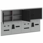 Set Armadietto degli Strumenti e Pannello Forato 6 pcs Nero