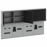 Set Armadietto degli Strumenti e Pannello Forato 6 pcs Nero