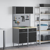 Set di mobili da lavoro con cassetto con blocco 8 pcs Grigio