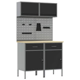 Set di mobili da lavoro con cassetto con blocco 8 pcs Grigio