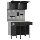 Set di mobili da lavoro con cassetto con blocco 8 pcs Grigio