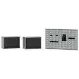 Set di mobili da lavoro con cassetto con blocco 8 pcs Grigio