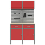 Set di mobili da lavoro con cassetto con blocco 6 pcs Rosso