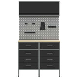Set di mobili da lavoro con cassetto con lo scaffale 5 pcs Nero