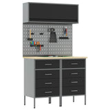 Set di mobili da lavoro con cassetto con lo scaffale 5 pcs Nero