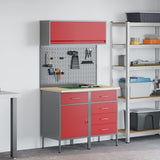 Set di mobili da lavoro con cassetto con blocco 5 pcs Rosso