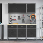 Banco da lavoro con blocco 8 pcs Nero 150 x 55 x 200 cm Acciaio