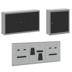 Banco da lavoro con blocco 8 pcs Nero 150 x 55 x 200 cm Acciaio