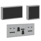 Banco da lavoro con blocco 8 pcs Nero 150 x 55 x 200 cm Acciaio