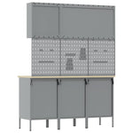 Banco da lavoro con blocco 8 pcs Nero 150 x 55 x 200 cm Acciaio
