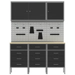 Banco da lavoro con blocco 8 pcs Nero 150 x 55 x 200 cm Acciaio