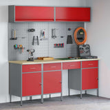 Set di mobili da lavoro con cassetto con blocco 10 pcs Rosso