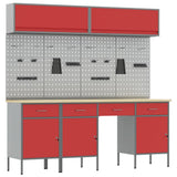 Set di mobili da lavoro con cassetto con blocco 10 pcs Rosso
