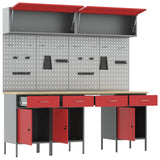 Set di mobili da lavoro con cassetto con blocco 10 pcs Rosso