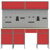 Set di mobili da lavoro con cassetto con blocco 10 pcs Rosso