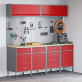 Set di mobili da lavoro con cassetto con blocco 10 pcs Rosso