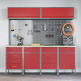 Set di mobili da lavoro con cassetto con blocco 10 pcs Rosso