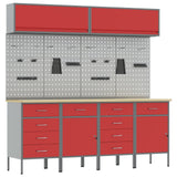 Set di mobili da lavoro con cassetto con blocco 10 pcs Rosso