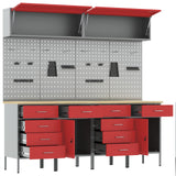 Set di mobili da lavoro con cassetto con blocco 10 pcs Rosso