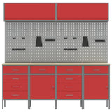 Set di mobili da lavoro con cassetto con blocco 10 pcs Rosso