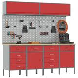 Set di mobili da lavoro con cassetto con blocco 10 pcs Rosso