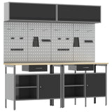 Set banco da lavoro con cassetto con blocco 8 pcs Nero e Grigio