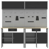 Set banco da lavoro con cassetto con blocco 8 pcs Nero e Grigio