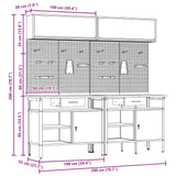 Set banco da lavoro con cassetto con blocco 8 pcs Nero e Grigio