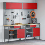 Set banco da lavoro con cassetto 8 pcs Rosso e Grigio