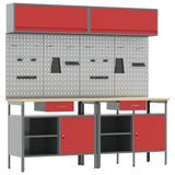 Set banco da lavoro con cassetto 8 pcs Rosso e Grigio