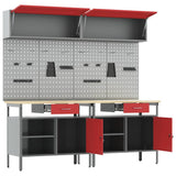 Set banco da lavoro con cassetto 8 pcs Rosso e Grigio
