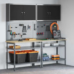 Set banco da lavoro con lo scaffale 8 pcs Grigio Acciaio