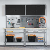 Set banco da lavoro con lo scaffale 8 pcs Grigio Acciaio