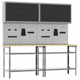 Set banco da lavoro con lo scaffale 8 pcs Grigio Acciaio